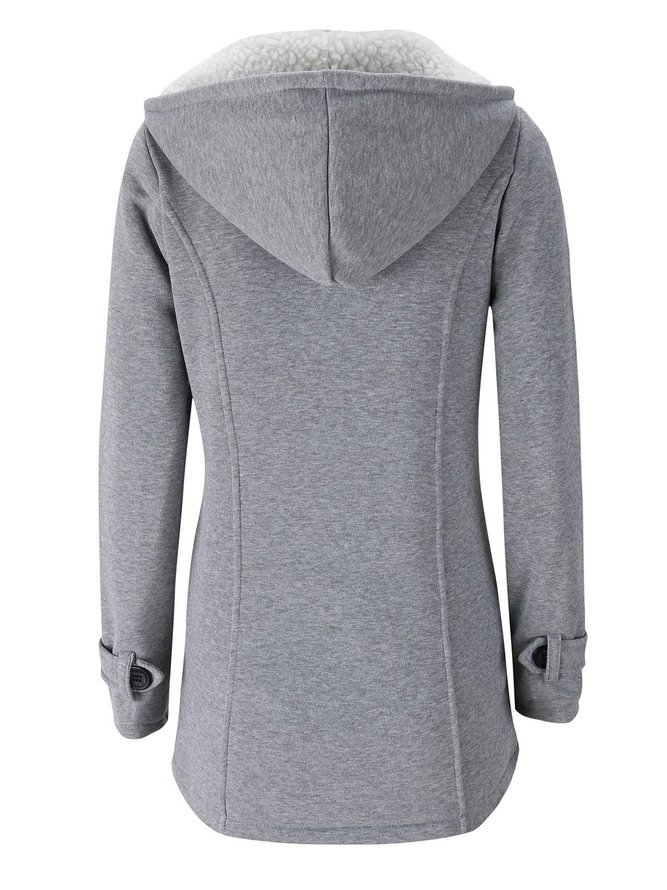 Casual Hoodie Cotton Buttoned Outwear